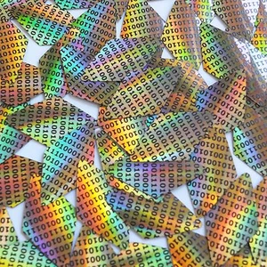 Sequin Long Diamond 1.75" Black Gold Lazersheen Binary Tech Code Print Out - Picture 1 of 1