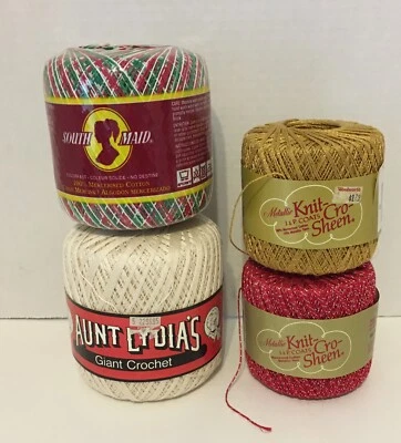 Vintage Mix Lot Of 4 New Aunt Lydia South Maid Metallic Knit-Cro Sheen - Image 1 of 4