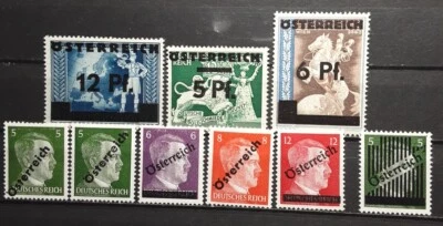 Austria 1945 Overprint lot of 9.MLH. - Image 1 of 2
