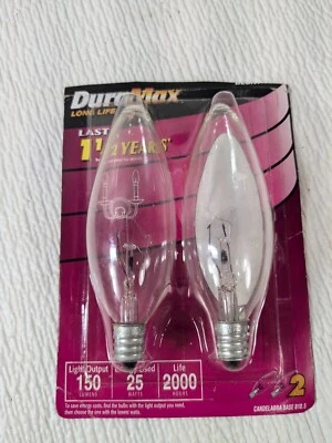 Philips DuraMax Long Life Light Blubs Candelabra Base Blunt Tip Clear 25W B10.5 - Image 1 of 4