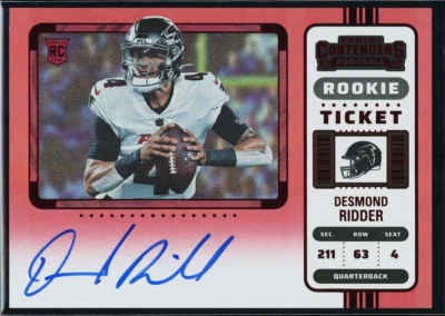 Desmond Ridder 2022 Panini Contenders #114 Red Zone Variation Rookie Ticket Auto - Image 1 of 2