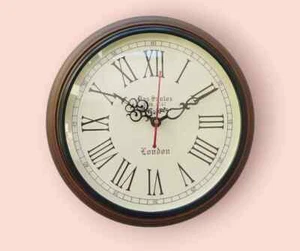 Handmade Wooden Wall Clock 12 Inch Nautical Deep Glass Vintage Stayle Roman - Picture 1 of 3