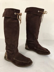SPERRY Top-Sider Mid-Calf Moccasin Boots Brown Suede Sise 7.5M - Picture 1 of 15