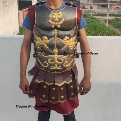 Armadura de caballero con falda armadura de coraza muscular romana Foto 1 de 3