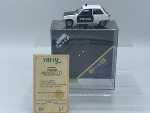 Rare Vitesse 1:43 Renault 5 TS Police De Paris Car CPC99001 - Picture 1 of 6