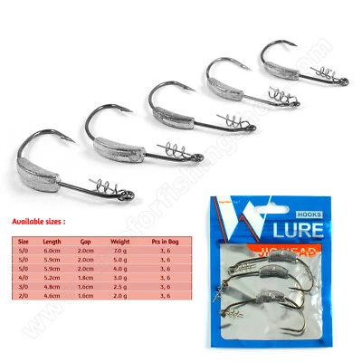Offset Weighted Screw Lock Hook Weedless Spring Pike Perch Soft Lure Bait - Image 1 of 4