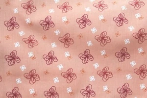100 % Cotton fabric ~ Peach with burgudy,orange, white ~ BTY - Picture 1 of 3