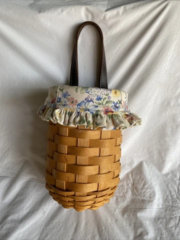 Longaberger 2002 Gatehouse Hanging Basket w/ Leather Handle/ Liner/ Protector Cover