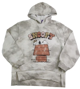 Peanuts Brand Womens Gray Tie Dye Snoopy Doghouse Long Sleeve Hoodie Size XS - Picture 1 of 8