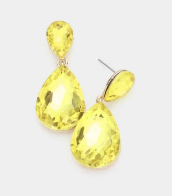 Желтые серьги Jonquil капли со стразами длинный кристалл Pageant серьги подвеской - Изображение 1 из 2