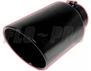 FLO~PRO 4" Inlet 6" Outlet 15" Long Black Rolled Diesel Truck Exhaust Tip - Picture 1 of 1