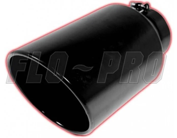 FLO~PRO 4" Entrada 6" Salida 15" Largo Negro Laminado Diesel Camión Punta de Escape Foto 1 de 1