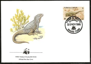 Caribbean Iguana Lizard Turks & Caicos Island First Day Cover WWF Panda Logo FDC - Picture 1 of 3
