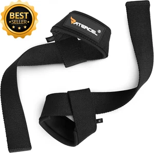 Lifting Straps 100% Cotton with Neoprene Padding for Weightlifting & Deadlifts - Picture 1 of 12