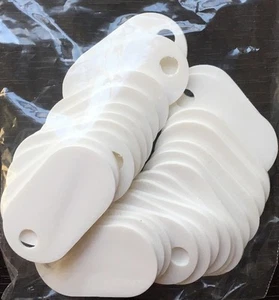 Etiquetas 145P (bolsa de 25) blancas 94V0 clasificación UL - "estilo quemado 145PTAG" versión genérica - Imagen 1 de 2