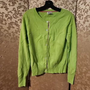 Lilly Pulitzer Vintage Lime Green 100% Cashmere Cardigan Sweater Size Medium M - Picture 1 of 4