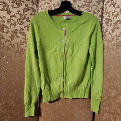Lilly Pulitzer Vintage Lime Green 100% Cashmere Cardigan Sweater Size Medium M Foto 1 de 4