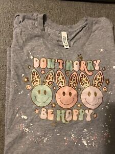 Plus Size Women’s 3X Large Canvas Bella Tshirt. Don’t Worry Be Hoppy Easter