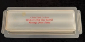 Vtg Buehlers Red Bell Market Butter Dish Keeper Promo Advertising Monroe WI - Picture 1 of 3