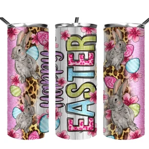 Happy Easter Cute Bunnies Egg 20 Oz With Lid And Straw Travel Mug Insulated - Picture 1 of 3