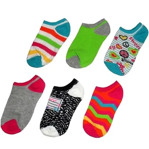 Notebook No Show Big Girl's 6-pair Socks-Small/Medium (6.5-7) - Multi (NEW) - Picture 1 of 1
