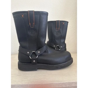 Harley Davidson Schwarz Herren Bill Stahlkappe Stiefel Größe 12 - Bild 1 von 12
