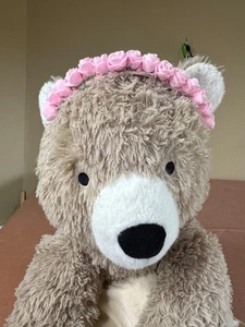 Little Girls Headband w/Baby Pink Rose Buds & Tule w/pearls - Picture 1 of 8