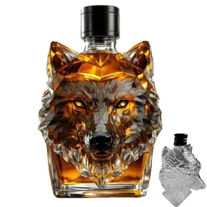 300 Ml Glass Decanter Wolf Head Shape Wine Glass Whiskey Bottle  Home Bar - Picture 1 of 10