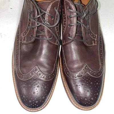 Zapatos de vestir Oxford con cordones y punta de ala marrón Johnston & Murphy para hombre talla 10,5D usados en excelente estado Foto 1 de 4