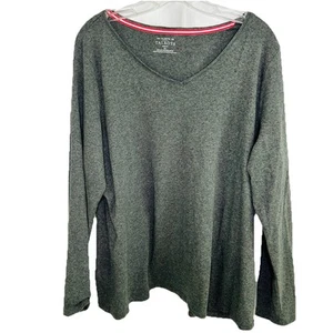 Talbots einfarbig grau Rundhals Langarm Freizeit Top Baumwolle Größe 2X - Bild 1 von 4