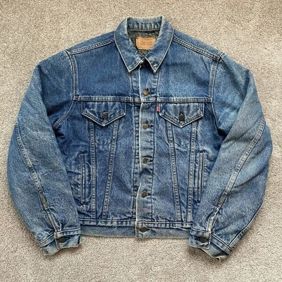 Vintage Levi's Blanket Lined Denim Trucker Jacket 70506 0316 Made in USA 44 XL L - Image 1 of 4