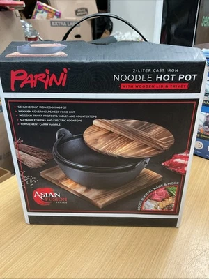 Olla caliente de fideos con tapa de madera y remache - Parini de hierro fundido de 2 litros Foto 1 de 4