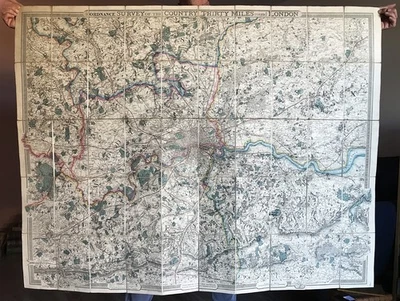 1857 Cruchley MAP OF THE COUNTRY 30 Miles Round London Ordnance Survey Railways - Image 1 of 4