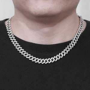 925 Sterling Silver Iced Out Miami Cuban Link Chain Hip Hop Mens Necklace -10mm - Picture 1 of 6