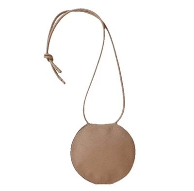 Bolso de Disco ARE STUDIO en Cuero Crudo-Taupe Bolso Cinturón Geometría Redondo Cartera Simple Foto 1 de 4