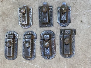 7 Vintage Cabinet / Cupboard Latches & 4 Catches Knob 1800’s Cast Iron - Picture 1 of 11