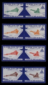 ASDA STAMP SHOW LABELS- 1962, IMPERFORATE, SET OF 8 ( 4 INVERTED PAIRS) - Picture 1 of 3
