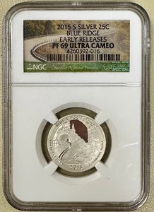 2015-S Silver Blue Ridge Quarter NGC PF69 UCAM Early Releases 99.9% Silver Proof - Picture 1 of 2