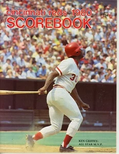 CINCINNATI REDS 1980 SCOREBOOK WITH KEN GRIFFEY SR ON THE COVER UNSCORED NM-MT - Picture 1 of 8