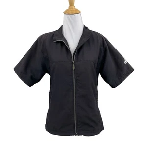 Adidas Jacket Womens M Medium Black Quarter Zip Golf Windbreaker Short Sleeve - Picture 1 of 11
