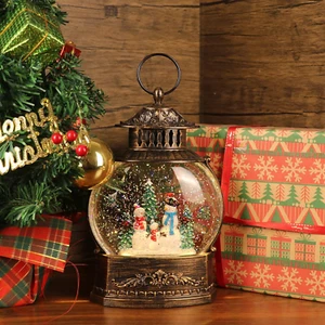 Christmas Snow Globe Lantern Water Glitters Lighted Snowman Decor Decorations - Picture 1 of 6