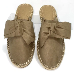 Loft Outlet Bow Accent Slides Faux Suede Size 8M Brown B*O - Picture 1 of 7