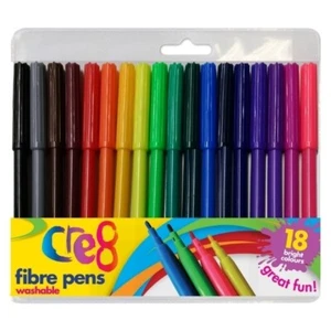PACK OF 18 ASSORTED COLOUR FINE FIBRE FELT TIP PENS WASHABLE COLOURING PENS - Picture 1 of 7