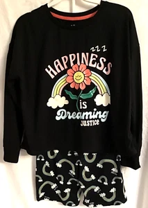 NWT! Girls' Justice Sleep Long Sleeve Top & Bike Short Set Black Size 12 - Picture 1 of 2