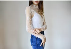 Summer Women Lace Floral Embroidery Blouses Shirt - Picture 1 of 8