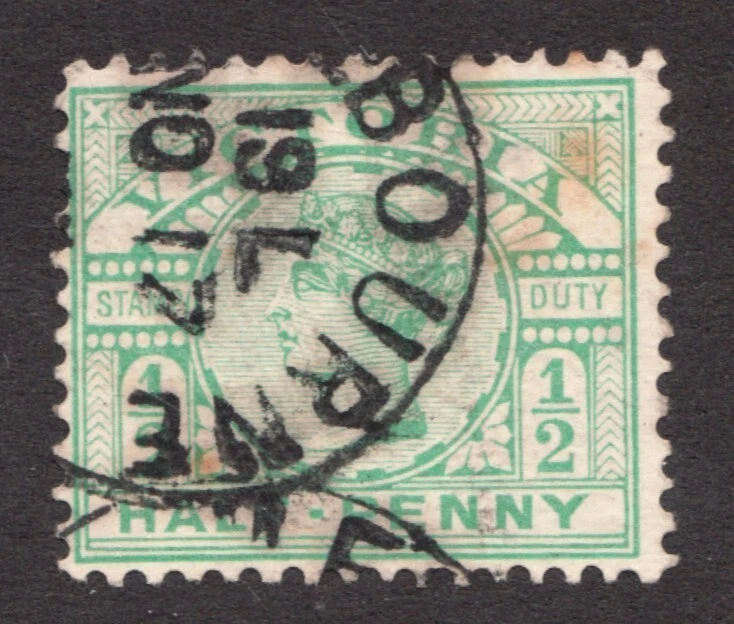 Antigua Victoria 1899, Australia Sc# 180, medio centavo, esmeralda. Usado Foto 1 de 1