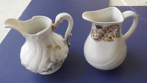 2 Antique Haviland Limoges Small Milk or Cream Pitchers - Embossed w/Florals - Picture 1 of 11