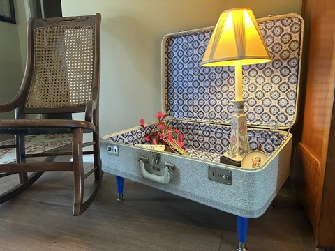 Vintage Upcycled Suitcase Side-Table/Decor Table ~Completely Redone Interior~ Cover