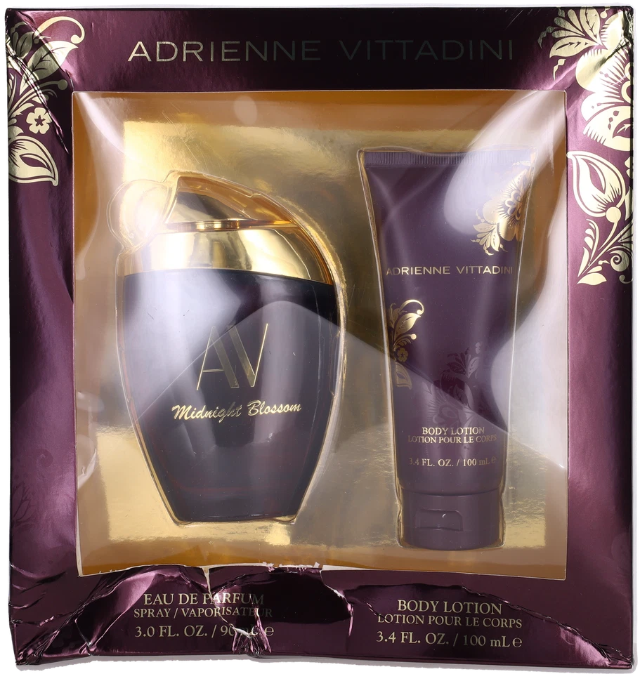 Conjunto Midnight Blossom de Adrienne Vittadini para mujer: spray EDP + BL 3,0 oz + 3,4 oz DG nuevo Foto 1 de 1
