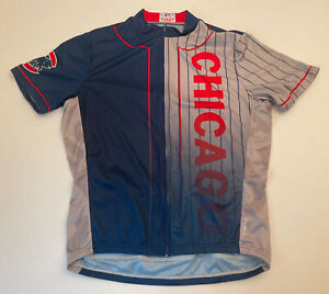 Chicago Cubs Primal Cyling Jersey Mens XL Blue Zip Wrigley Field Road Tour